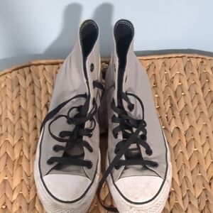 Gray High-Top Sneakers with Black Laces